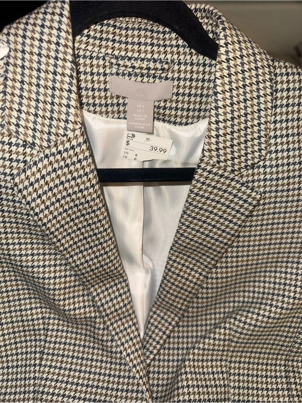 Houndstooth Single-Button Women's Blazer